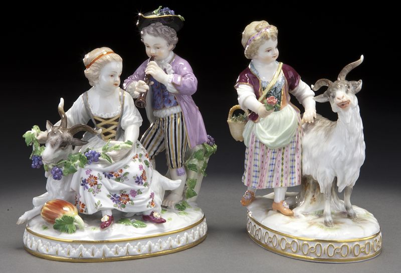 (2) Meissen porcelain figural groups
