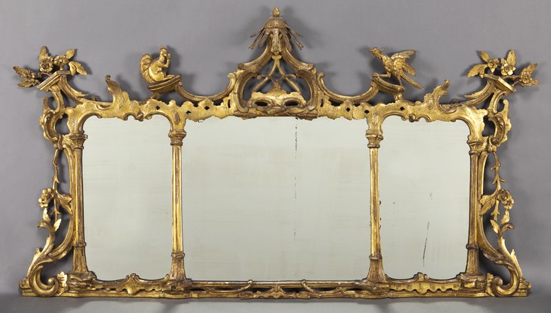 Chinese Chippendale gilt wood mirrorhaving 174749