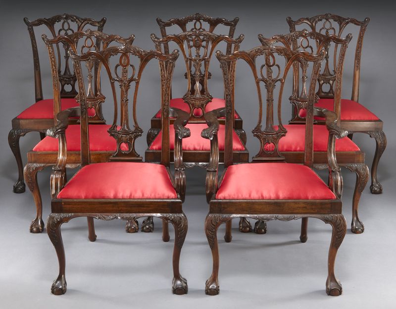  8 Chippendale style dining chairsincluding 17474b