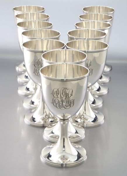 (12) S. Kirk and Son Co. sterling goblets