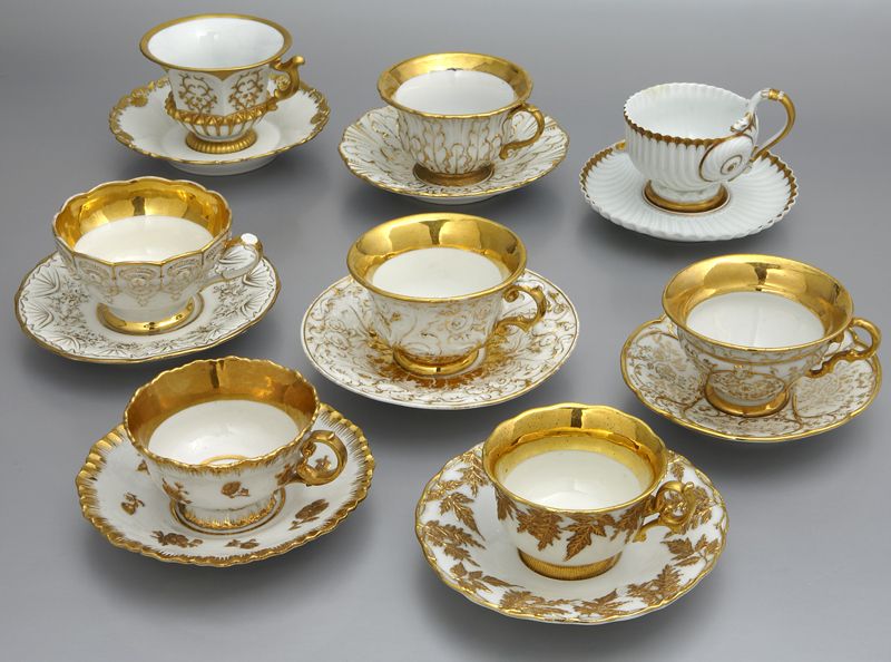 (8) Sets of Meissen porcelain teacups