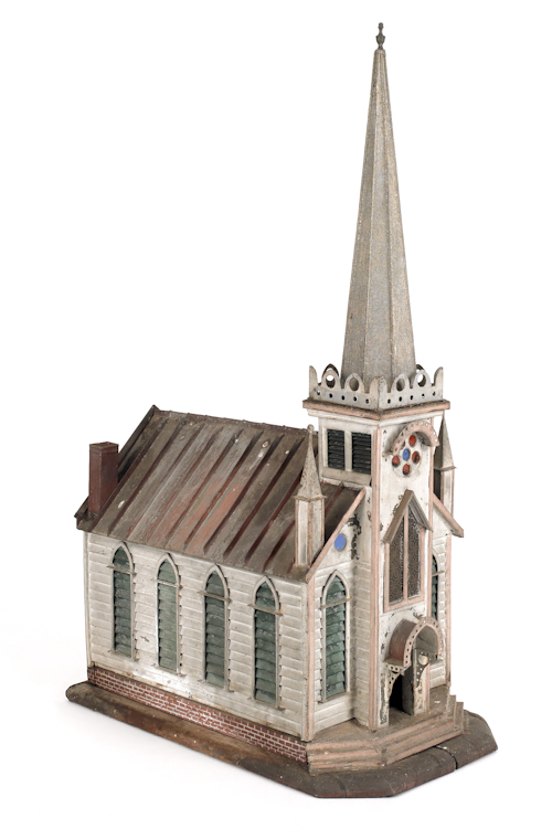 Detailed tin model of a church with