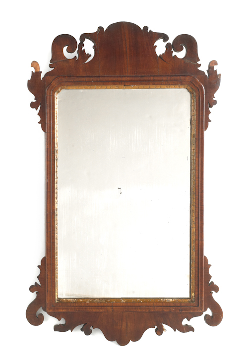 Queen Anne mahogany veneer mirror 1747f1