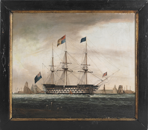 British oil on canvas ship portrait