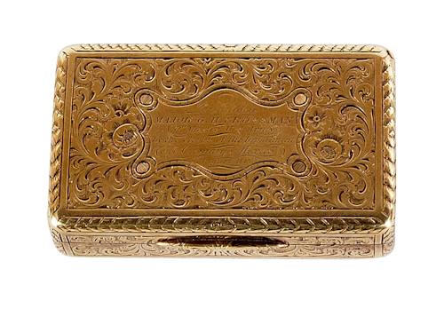 Gilt metal presentation snuff box 17482f