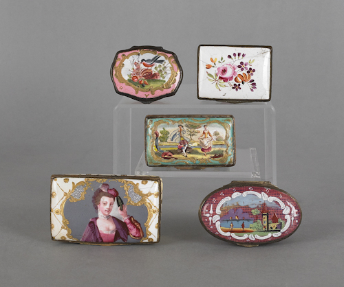 Five Continental enameled snuff 17482b