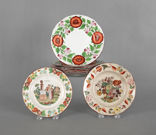 Set of six English pearlware plates