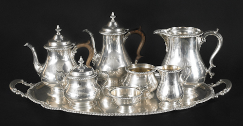 Gorham sterling silver eight piece tea