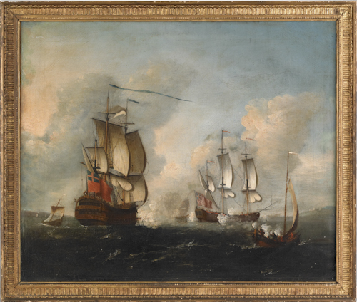 Continental oil on canvas of a naval