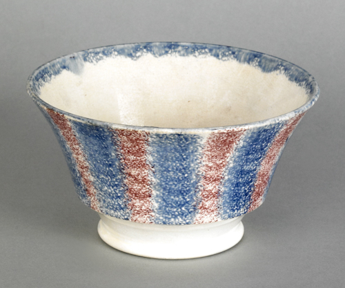 Red and blue rainbow spatter waste bowl