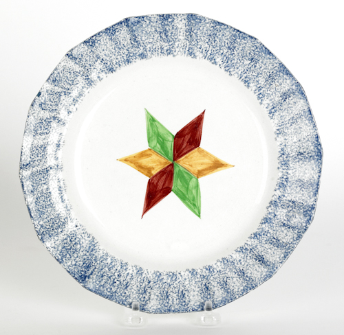Blue spatter plate with a star 19th