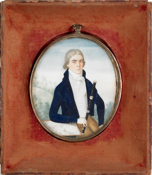 Miniature watercolor on ivory portrait 1748ec