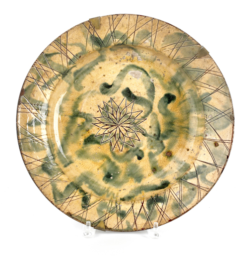 French sgraffito decorated charger