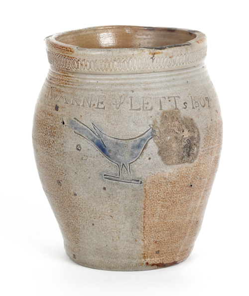 New Jersey stoneware crock dated 1748f5