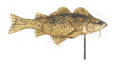 Full bodied copper cod fish weathervane 174902