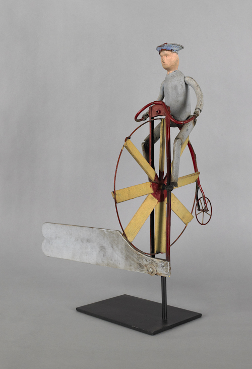 Painted wood metal and rubber velocipede