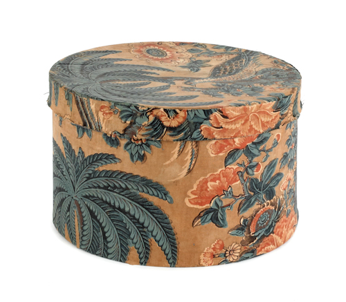 Chintz fabric covered hat box mid 174929