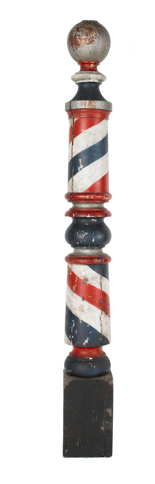 Large painted pine barber pole 174933