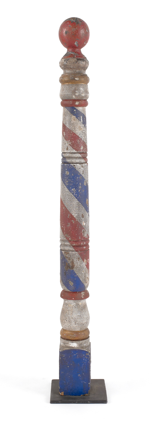 Turned and painted barber pole 17493e