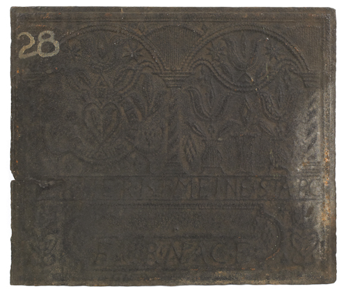 Cast iron stove plate 18th c. with tulips