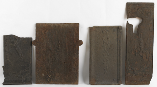 Two cast iron stove plates 18th