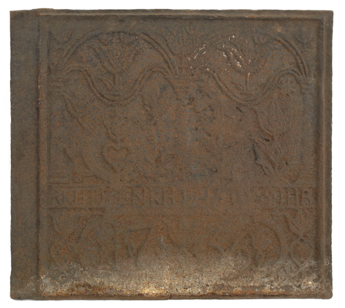 Cast iron stove plate Judge Not of 1756