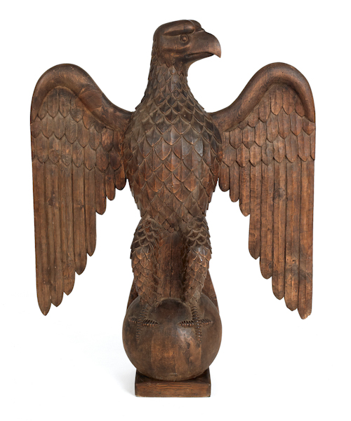 Carved pine eagle ca 1910 standing 1749ee
