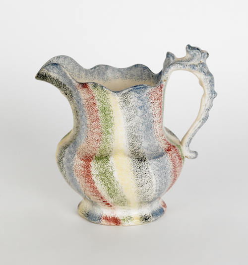 Five color rainbow spatter pitcher 19th