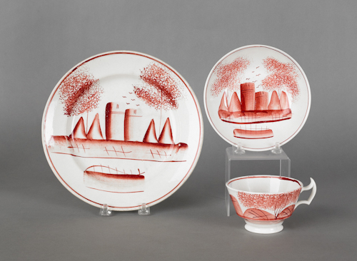 Red spatter teepee plate and cup 174a45