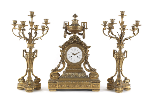 Massive Napoleon III gilt bronze clock