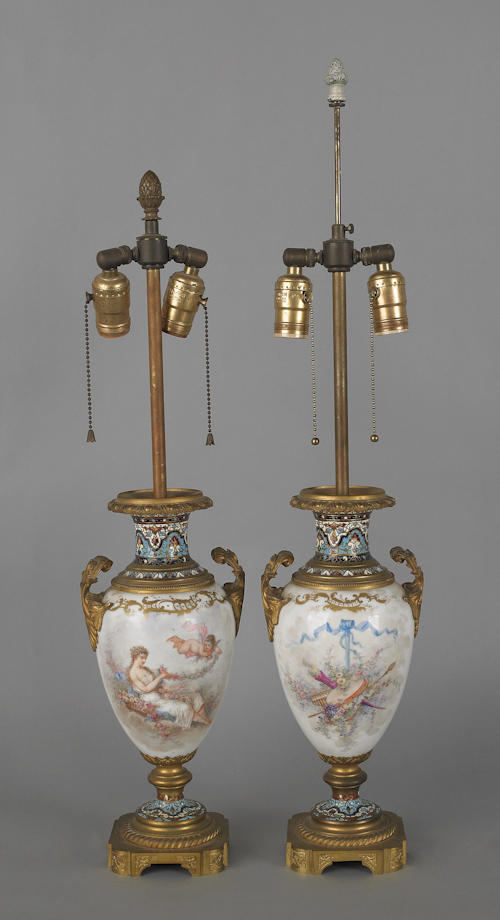 Pair of Sevres type porcelain lamps 174a82