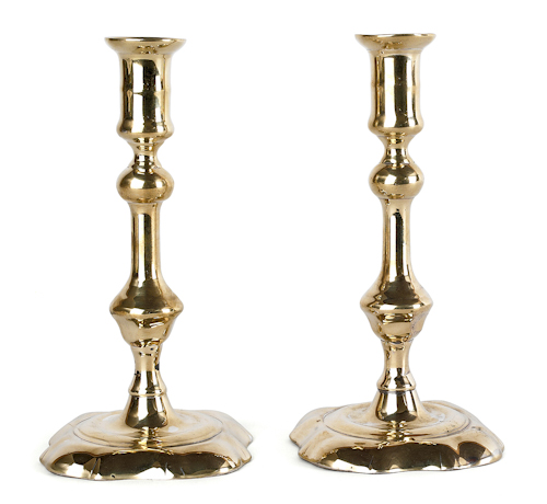 Pair of English Queen Anne brass 174a90