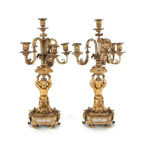 Pair of French ormolu candelabra