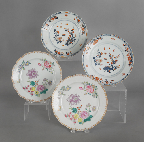 Four Chinese export porcelain plates