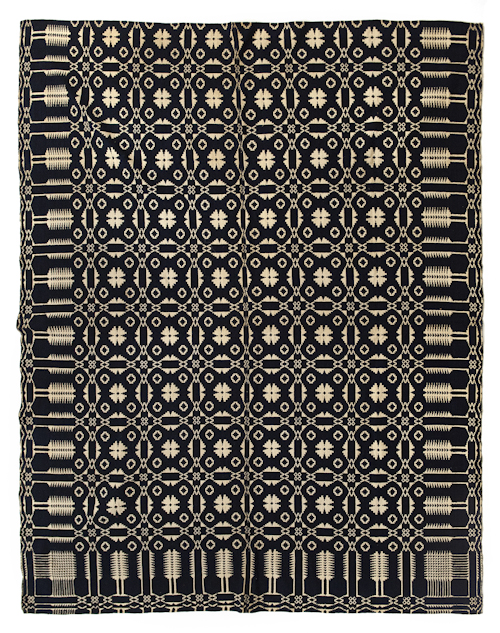 Blue and white coverlet ca. 1840