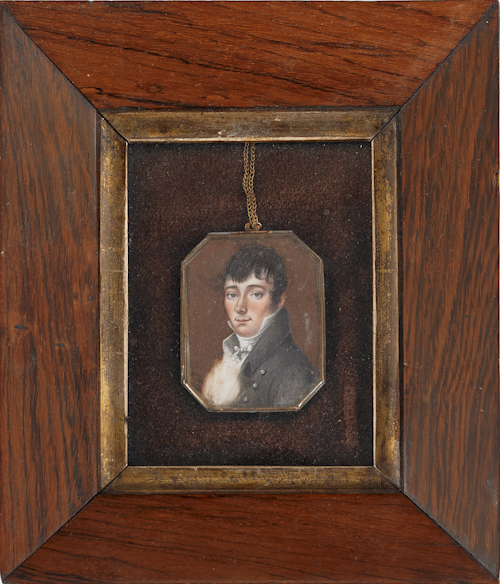 Miniature watercolor on ivory portrait 174acc