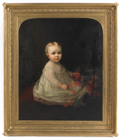 Oil on canvas portrait of a child