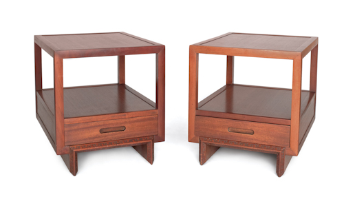 Pair of Frank Lloyd Wright mahogany 174aee