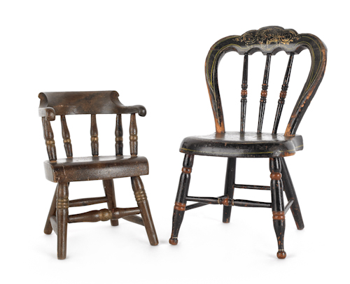 Two painted Victorian doll chairs 174b69