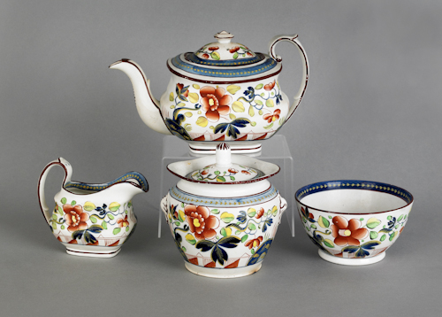 Gaudy Dutch single rose tea service