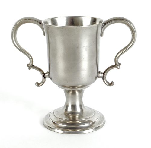 New York pewter two-handled cup attributed