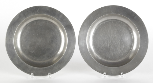 Two Philadelphia pewter flat rim 174bc0