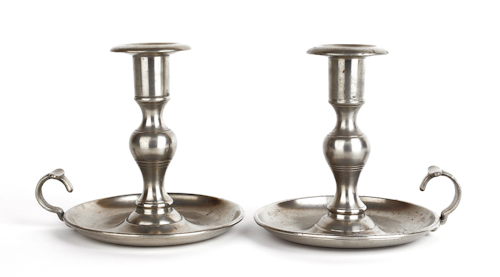 Pair of New York pewter candlesticks 174bfa