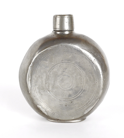 New York pewter flask ca. 1750 bearing