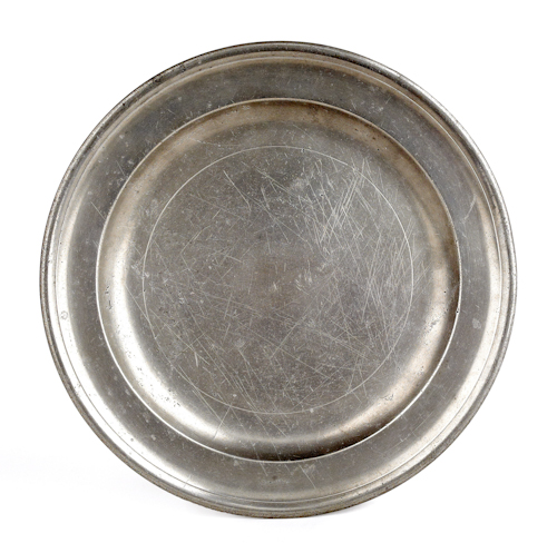 New York pewter plate 18th c. bearing