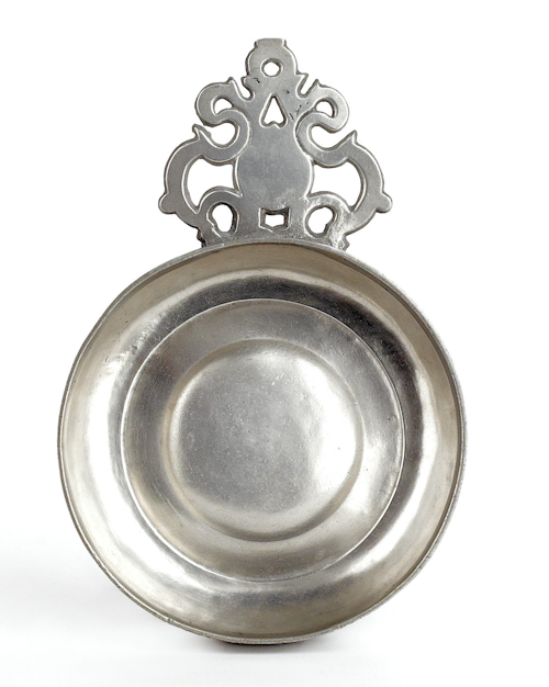 New York pewter porringer ca. 1775 bearing