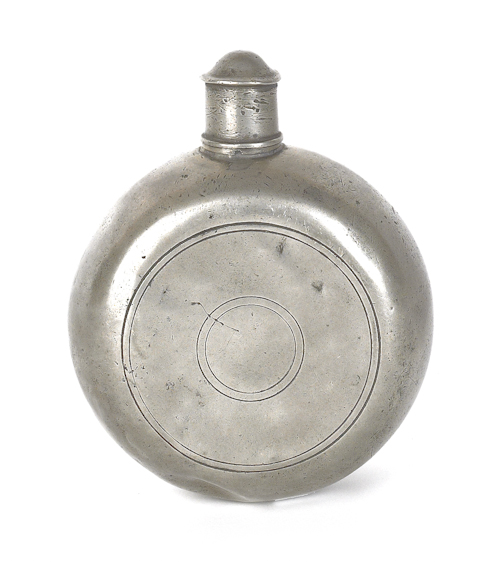 American pewter flask 18th c. 4 1/4