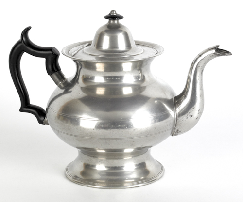 New York pewter teapot ca. 1840 bearing