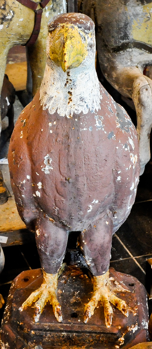 Pair of cast iron bald eagle architectural