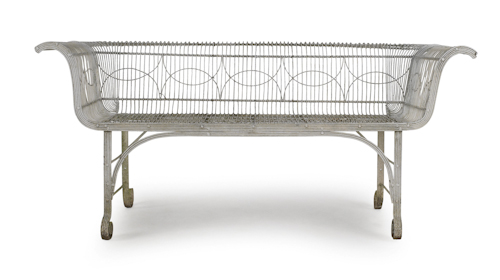 Wrought iron and wire garden bench 174c95